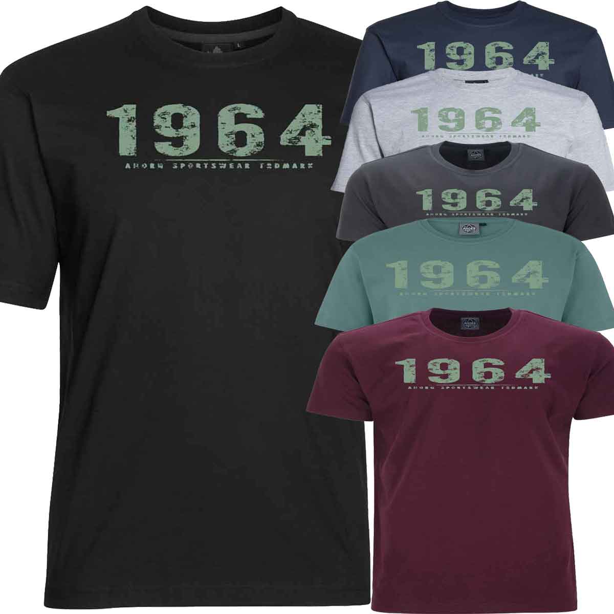 T-Shirt mit Druck Vintage Green in Übergröße | Big Size Shop|Übergrößen  Herrenmode